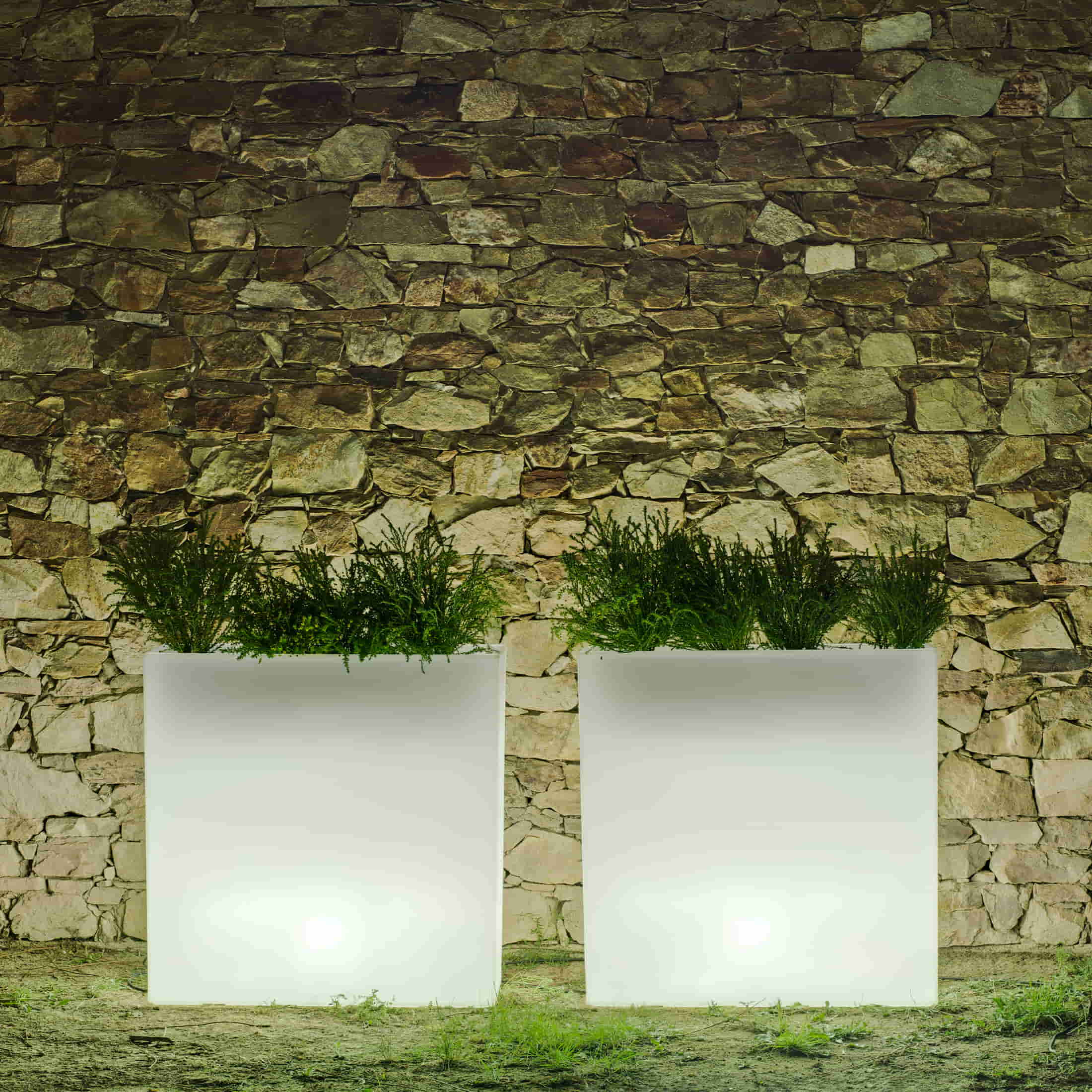 Design plantenbak met tuinverlichting 80x80x32 cm
