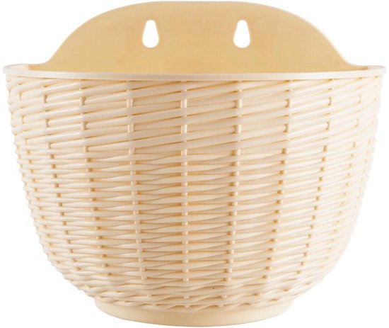 Set van 2 Hangende Halfronde Muurbloempotten Rotan Beige