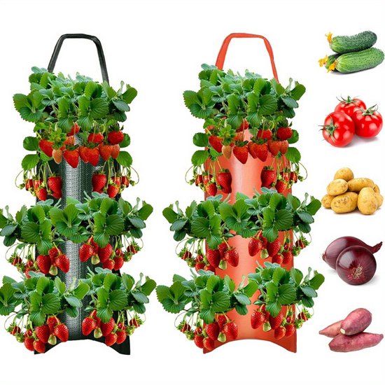 Set 2 hangende plantenzakken 10 openingen 60×25 cm, balkon