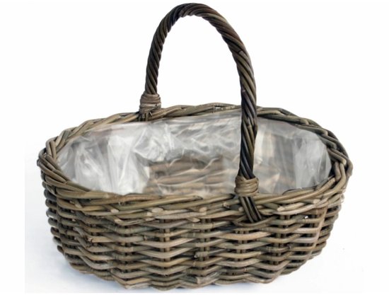 Rotan opberg- en plantenmand met hengsel 46×39×18 cm