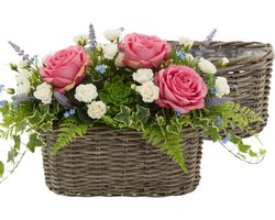 Van der Leeden Rotan plantenmanden set 2 - 50x20x20 cm