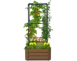 Weerbestendige verhoogde plantenbak met klimrek 61x61x140 cm