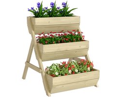 Houten verhoogde verticale plantenbak 3-laags, groen