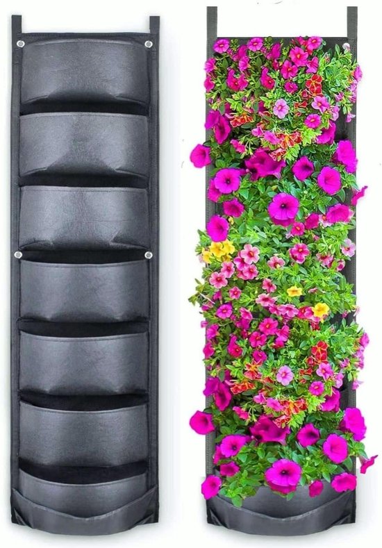 Verticale Moestuin Zelfirrigatie 7 Zakken Zwart