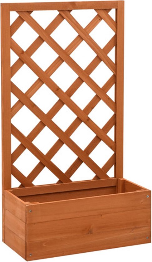 Massieve vurenhouten latwerk plantenbak 50x25x90 cm oranje