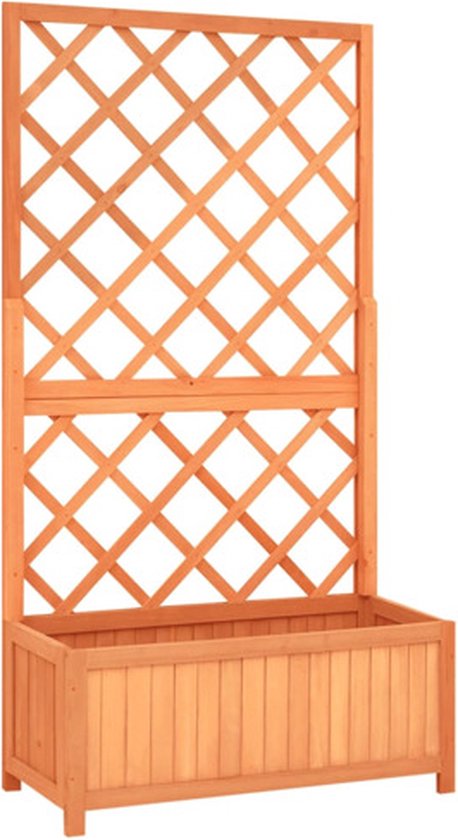 Massieve vurenhouten latwerk-plantenbak bruin 70x30x135 cm