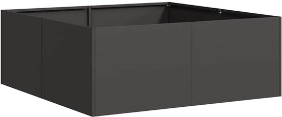 vidaXL Vierkante Zwarte Stalen Plantenbak 80x80x30 cm