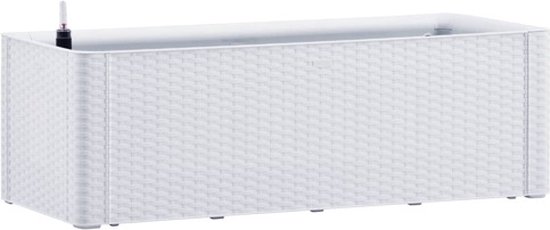 vidaXL Hoge Plantenbak 100x43x33 cm Wit - Zelfbewatering
