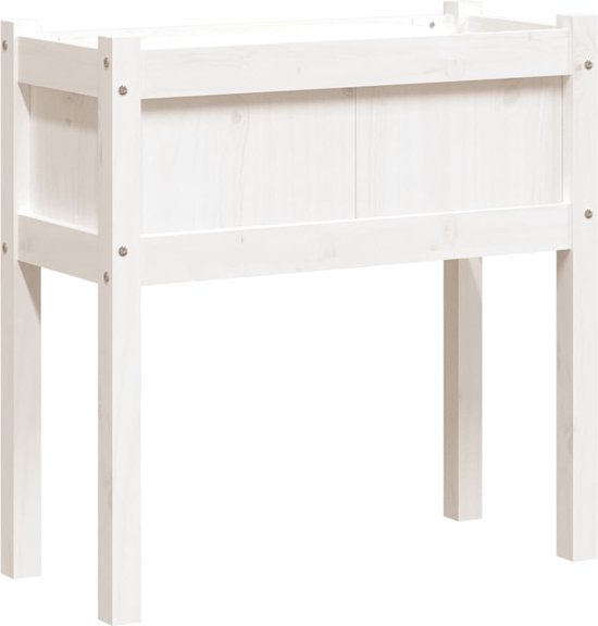 Witte plantenbak op poten massief grenen 70x31x70 cm