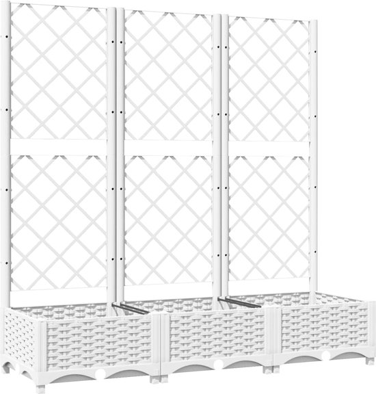 vidaXL Kunststof Plantenbak met Klimrek Wit 120x40x121,5 cm