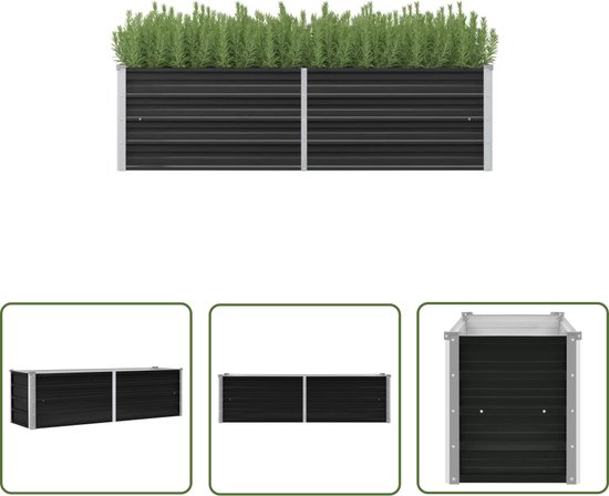 Verhoogde plantenbak 160x40x45 cm, gegalv. staal antraciet