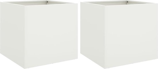vidaXL Set van 2 witte stalen plantenbakken 42x40x39 cm