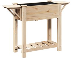 Massieve vurenhouten plantenbak 111x37x76,5 cm Beige