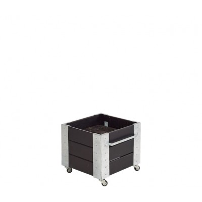 Mobiele Zwarte Vierkante Plantenbak Cubic met Wielen