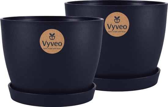 Vyveo Lunda bloempot set van 2 23x17 Zwart - binnen/buiten