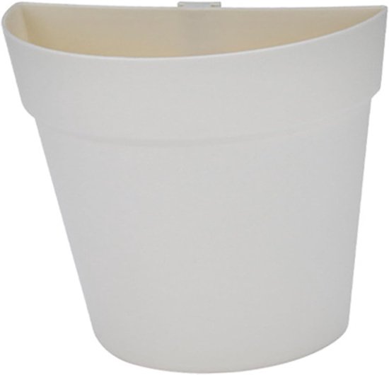 Halfronde wandbloempot wit 16 cm voor vetplanten