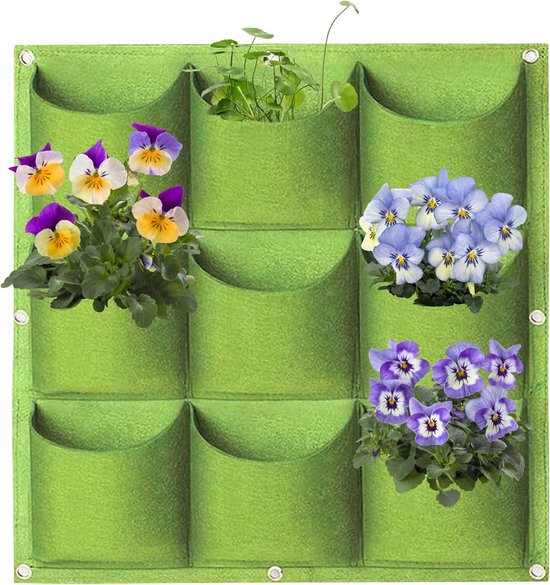 Verticale Wandplantzak 9 vakken - Groen