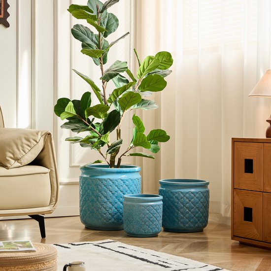 Keramische Bloempot Antiekblauw - Wishdor, Binnen & Buiten