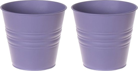 Set van 2 zinken plantenpotten lila 14×12 cm