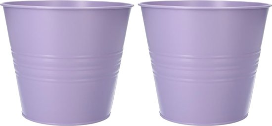 Set van 4 lila zinken plantenpotjes Ø16×13 cm