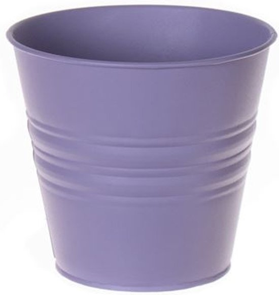 Zinken plantenpot lila/paars Ø14 x H12 cm - decoratief