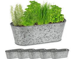 Set van 6 zinken plantenbakken voor binnen & buiten