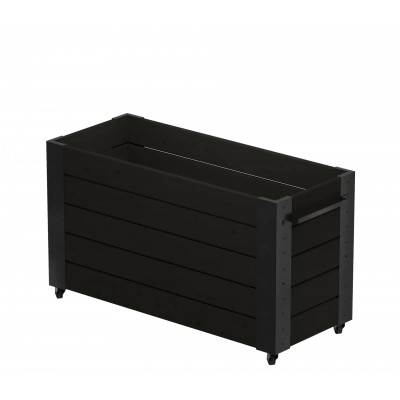 Grote Zwarte Plantenbak Op Wielen - Model Cubic