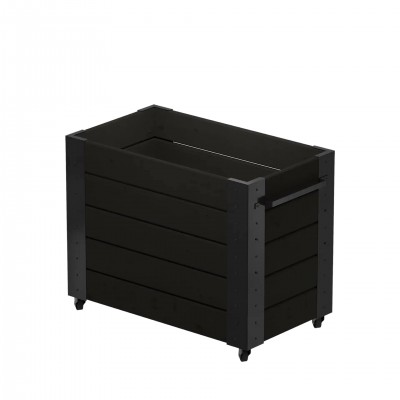 Hoge Zwarte Rechthoekige Plantenbak Cubic met Wielen