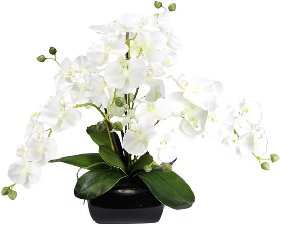 BeiJingLiangPin Elegante Witte Kunstorchidee Abelia 40 cm met pot