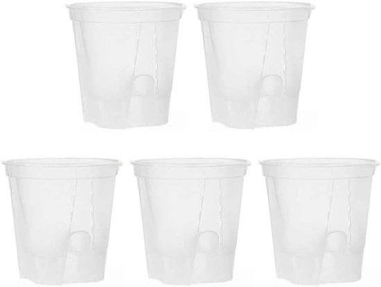 Set van 5 transparante orchideeënpotten 18 cm
