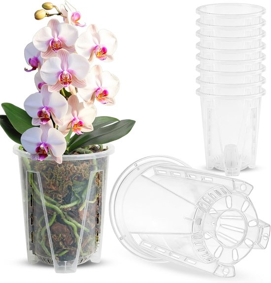 TRAFIR set van 8 transparante orchideeënpotten Ø10 cm
