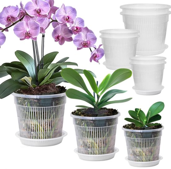 Eurotechmart Set van 9 Transparante Orchideepotten, 3 maten